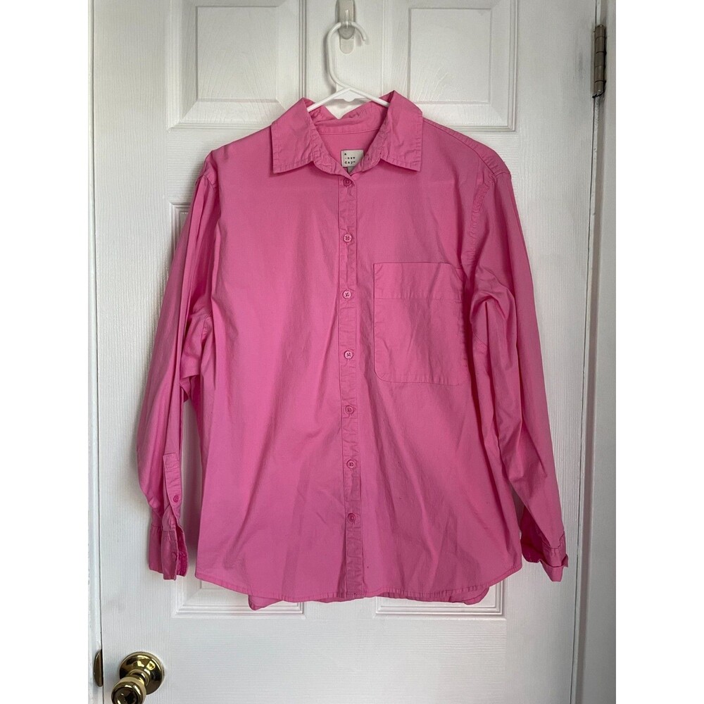 A New Day Target Barbie Pink Button Down Shirt Women's Small Oversized